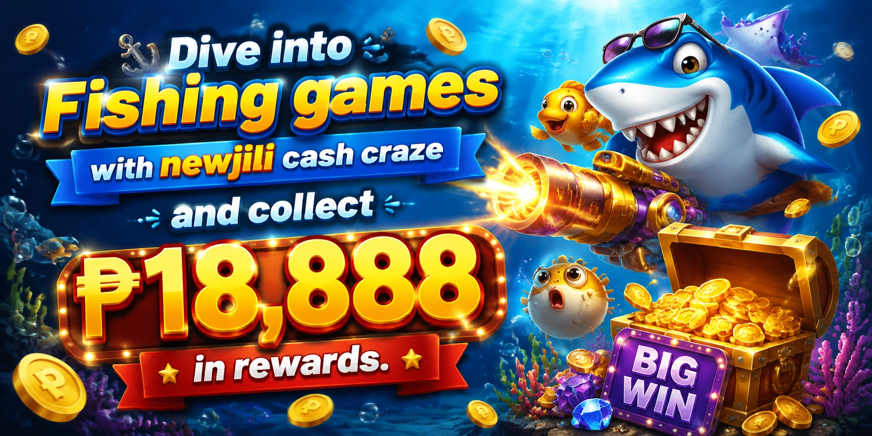 Colorful fishing game lobby with event-style visuals
