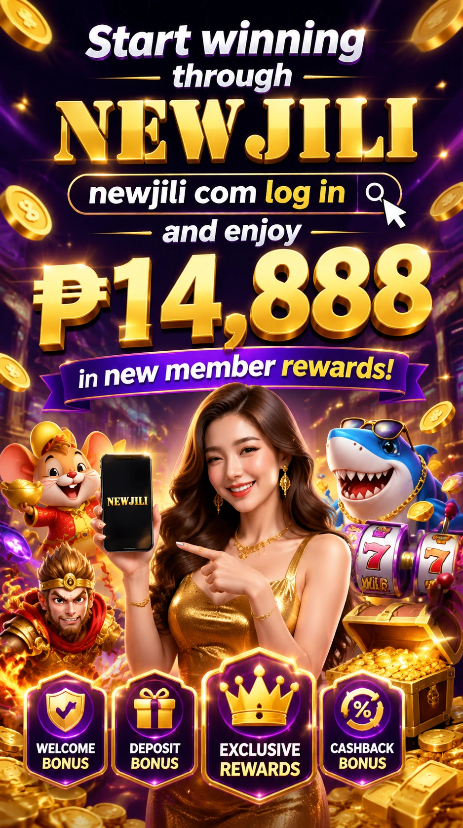 Modern slot lobby with colorful reels and category tiles